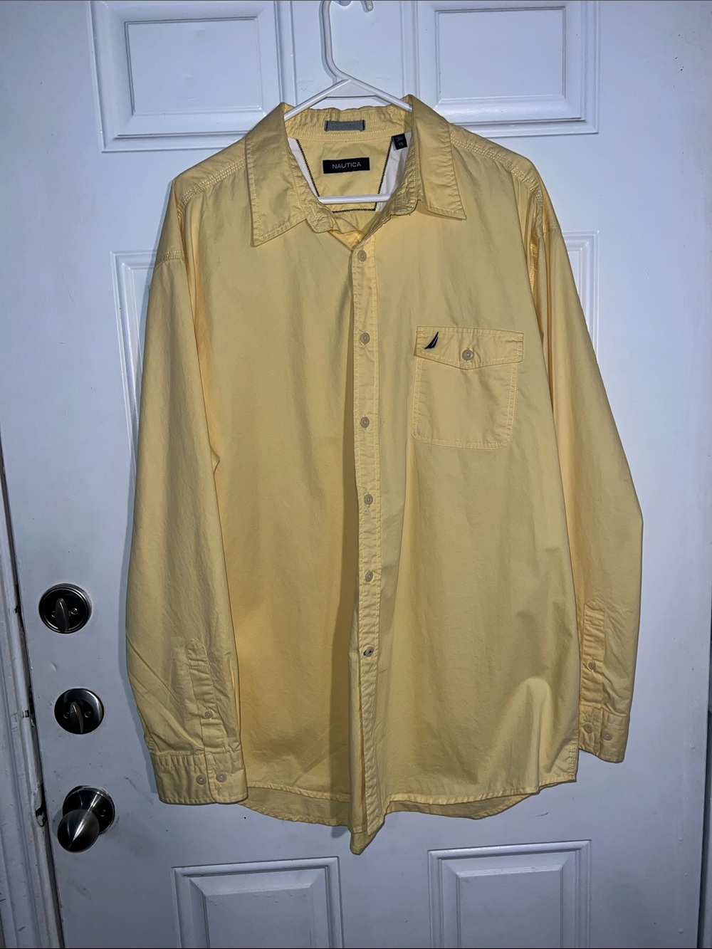 Nautica Pale Yellow Long Sleeve Button-Up Shirt
